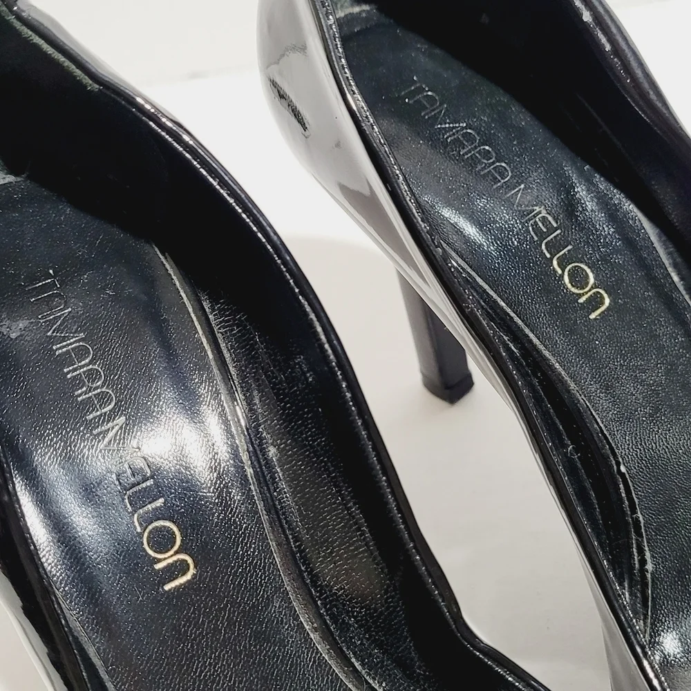 TAMARA MELLON Black Patent Leather Pumps Heels 7.5